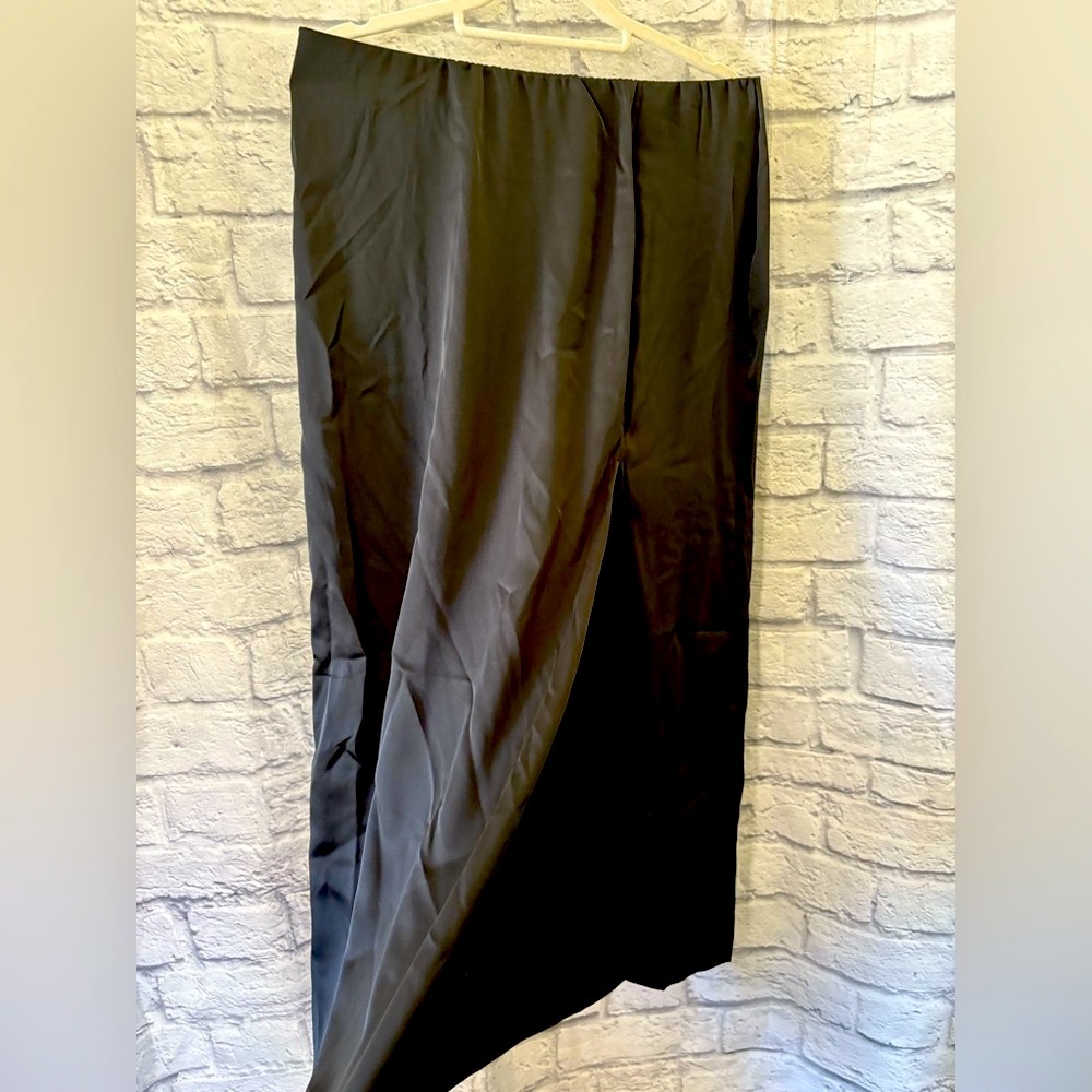 Black Satin Midi Skirt
